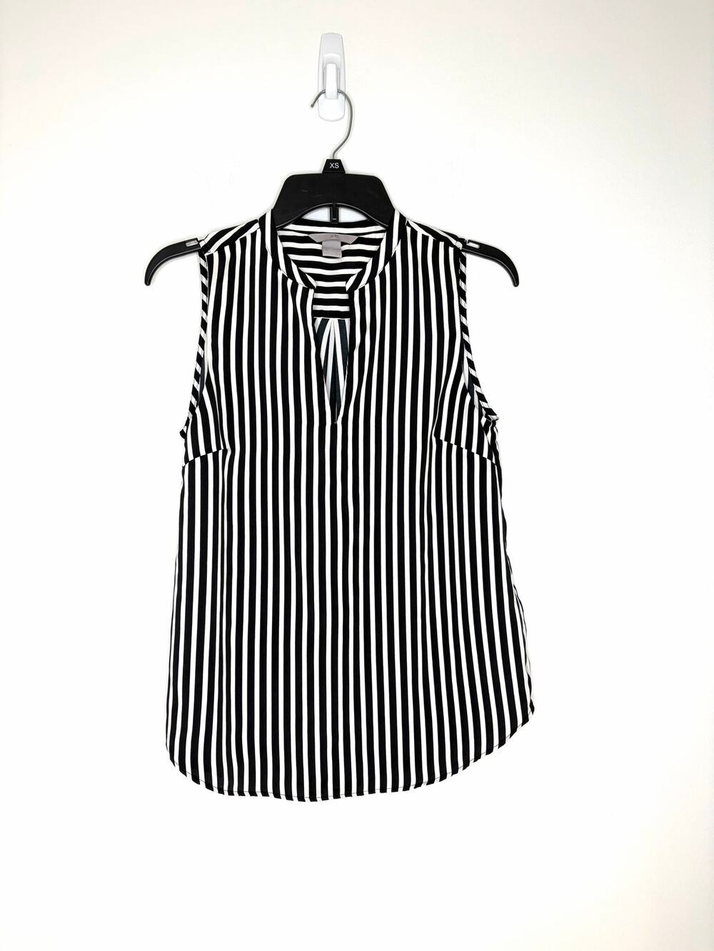 H&M Striped Sleeveless Blouse Sz 2 Chic Sophisticated Office Core Neutral EUC